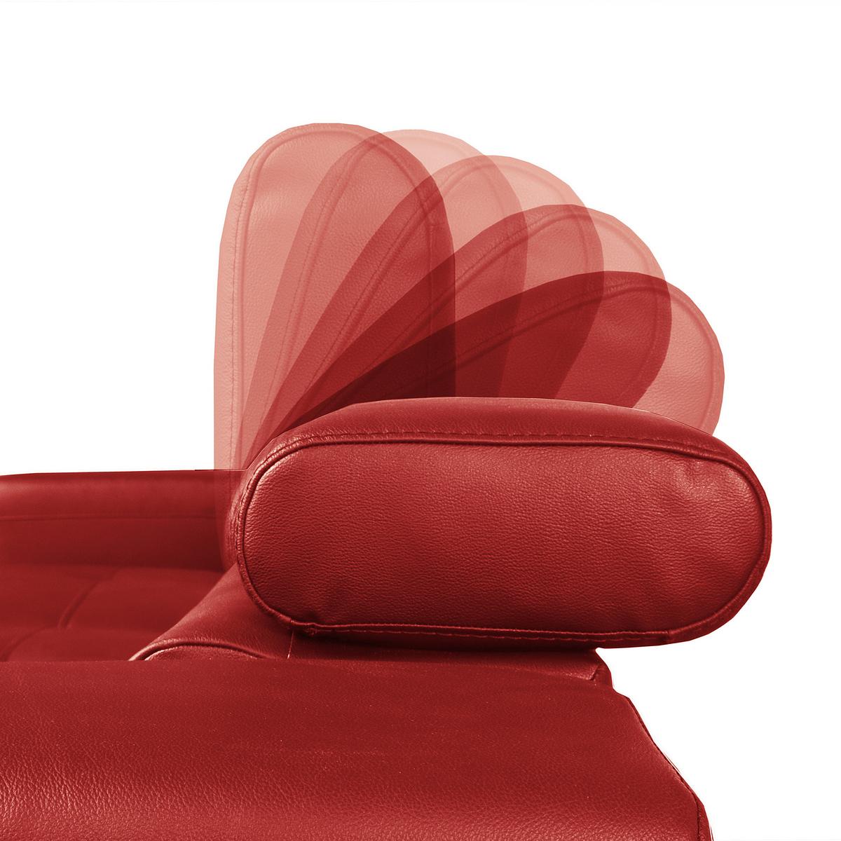 Ecksofa Torino Teilleder Rot 173x247 - Rot/Schwarz, Design, Leder/Textil (173/247cm) - Livetastic