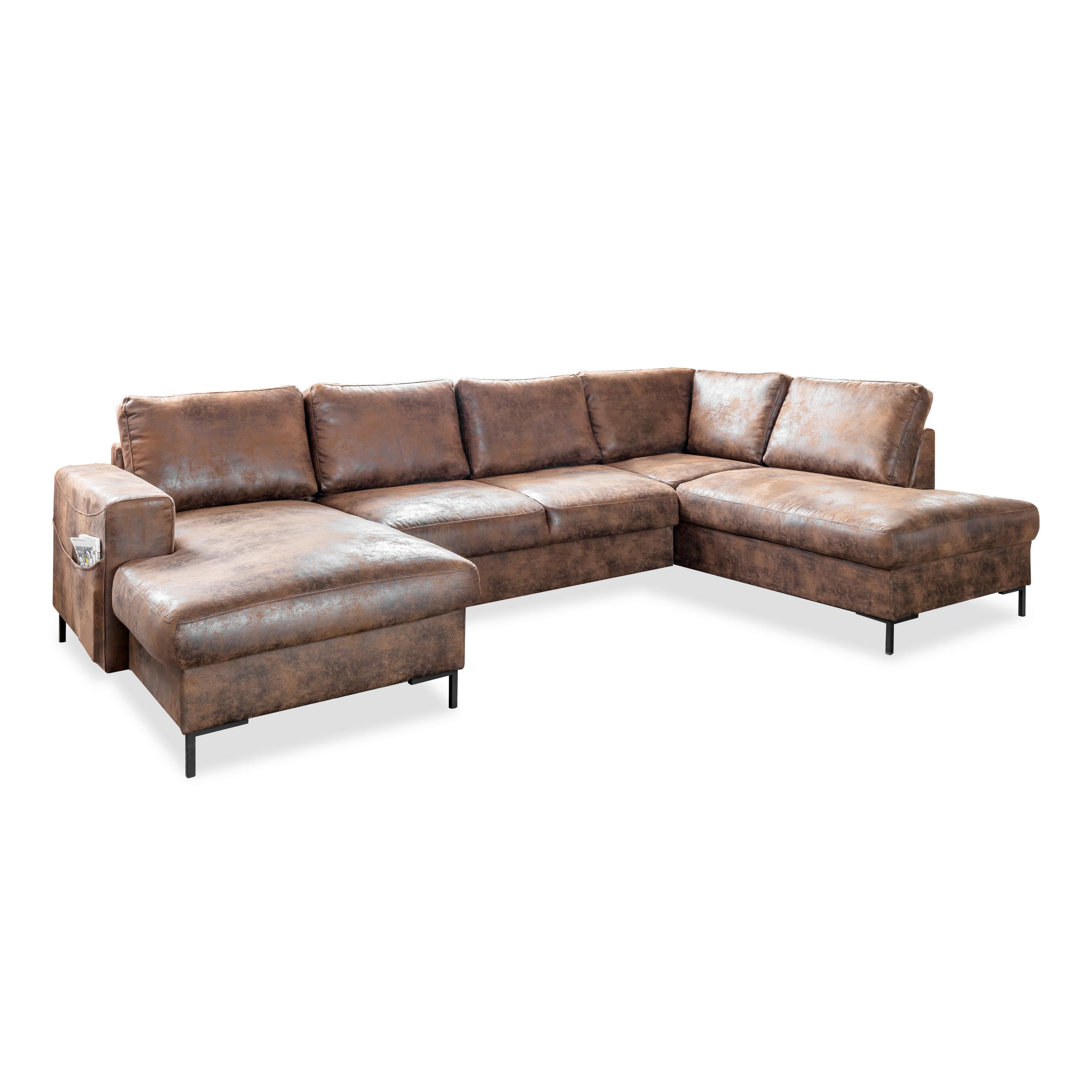 Wohnlandschaft Lofty Lilly Vintage - Schwarz/Braun, MODERN, Textil (149/304/198cm) - MID.YOU