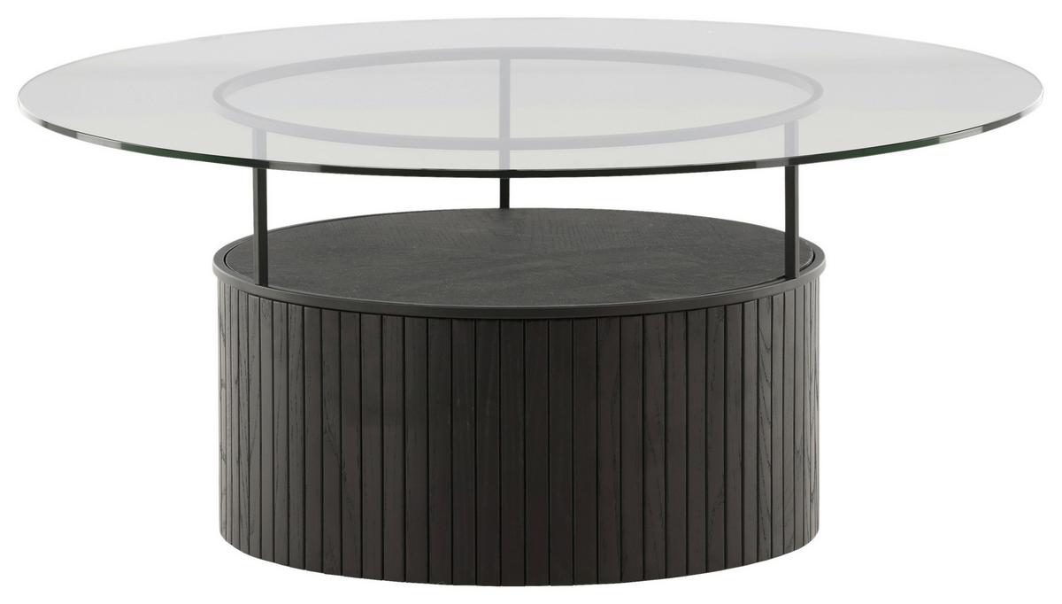 Couchtisch Bovall - Klar/Schwarz, Design, Glas/Holz (90/90/40cm) - Livetastic