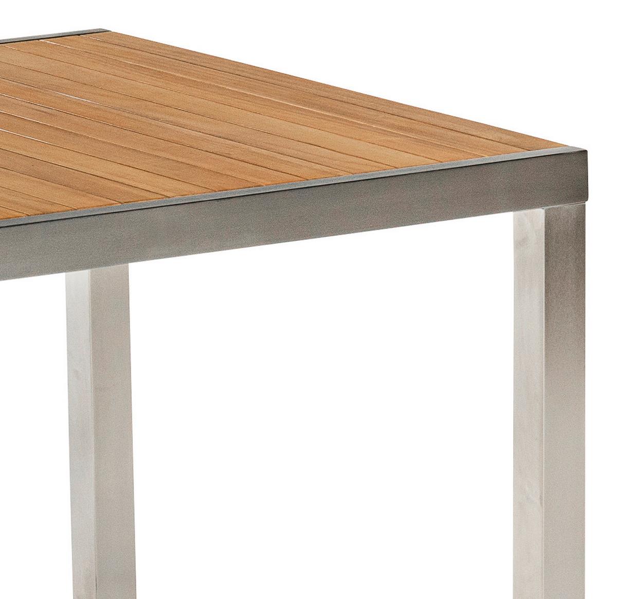 Gartentisch Keros Echtholz Akazie L: 150 cm - Silberfarben/Akaziefarben, KONVENTIONELL, Holz/Metall (150/80/74cm) - Gardenson