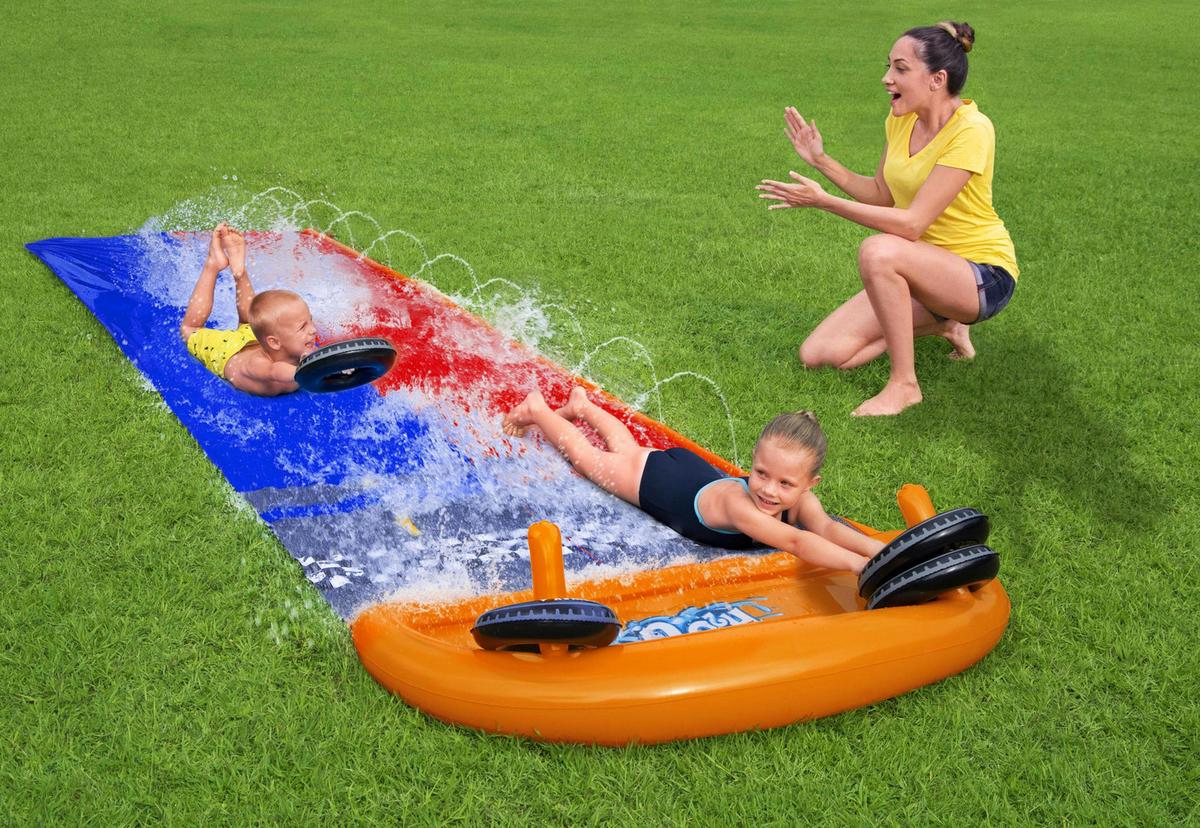 Wasserrutsche Splashy Speedway L: 488 cm - Blau/Rot, Basics, Kunststoff (1/488cm) - Bestway