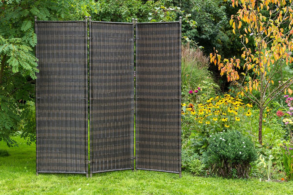 Paravent Paravent - Braun, MODERN, Kunststoff/Metall (183/183cm) - Gardenson