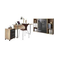 Büro Office Edition Eiche Dekor/anthrazit Hg - Anthrazit Hochglanz/Sonoma Eiche, MODERN, Holzwerkstoff/Metall - MID.YOU