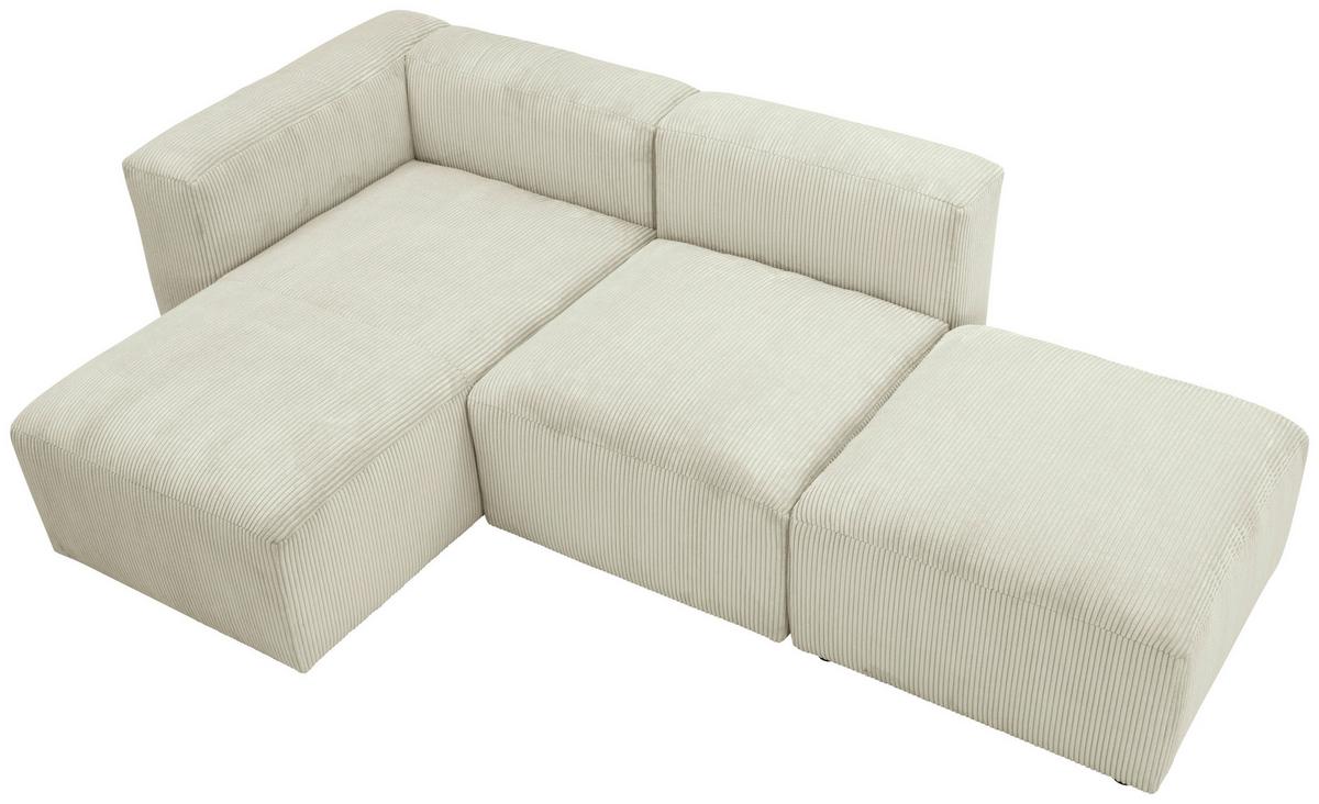 Ecksofa Lenata Creme Cord - Creme/Schwarz, Design, Textil (160/250cm) - Max Winzer