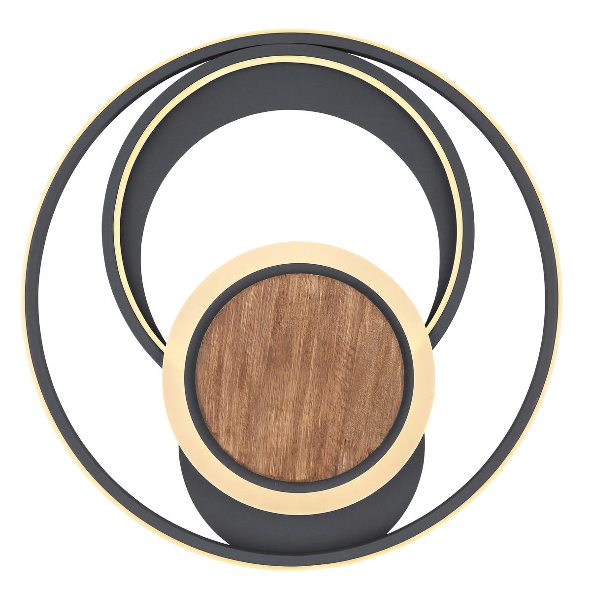 LED-Deckenleuchte 67256-45 - Dunkelbraun/Opal, Design, Holz/Kunststoff (49,5/8cm) - Globo