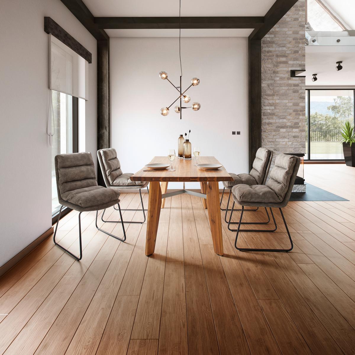Jedálenský stôl z akácie JASPER 160x90 cm - farba akácie/sivá, Modern, kov/drevo (160/90/75cm) - Bessagi Home