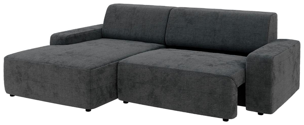 Ecksofa Wien Dunkelgrau S: 162x246 cm - Dunkelgrau/Schwarz, MODERN, Textil (162/246cm) - Trendmanufaktur