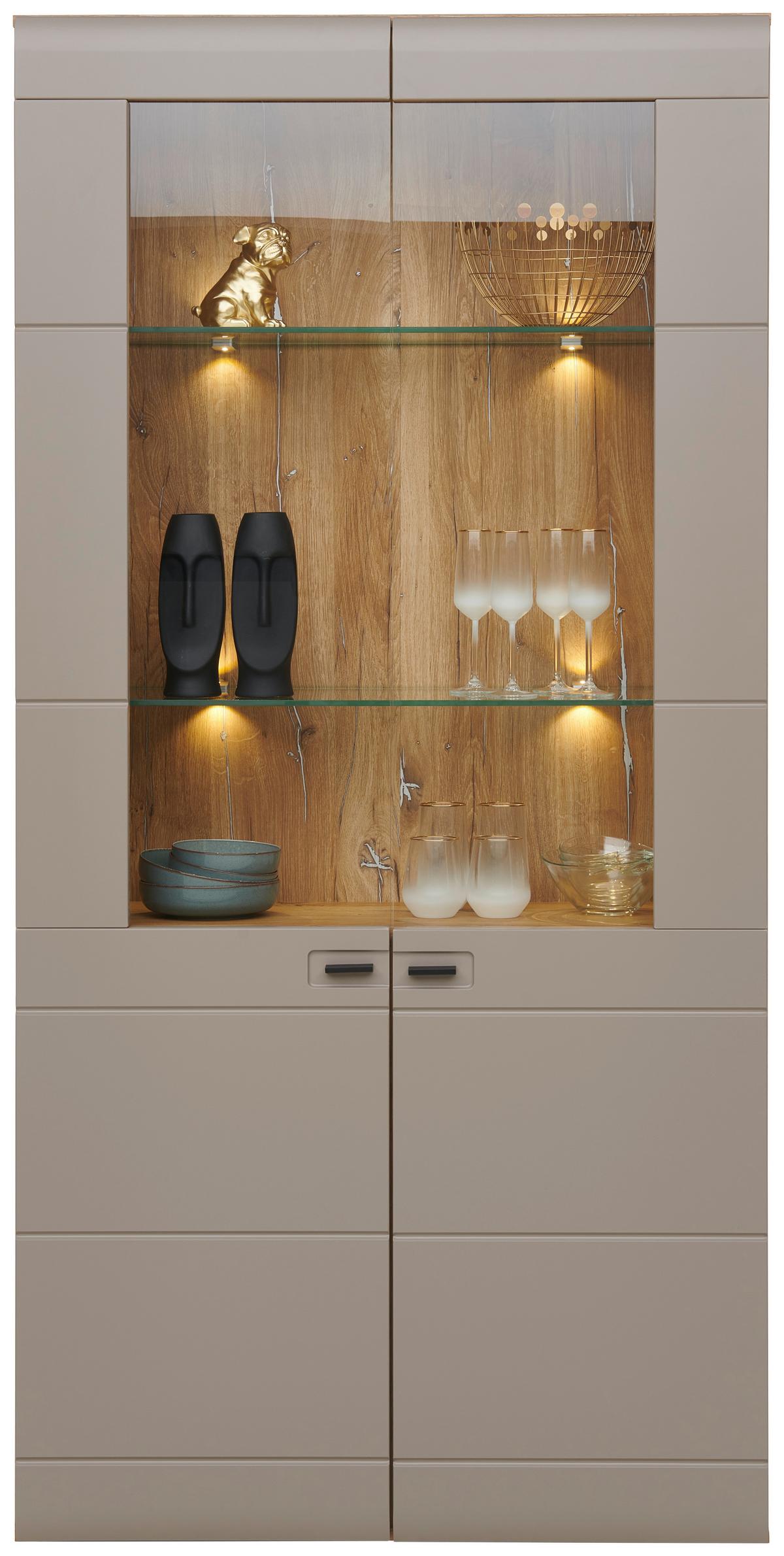 Vitrin Auris - Modern, faalapú anyag/Üveg (100/204,2/37,1cm) - Luca Bessoni