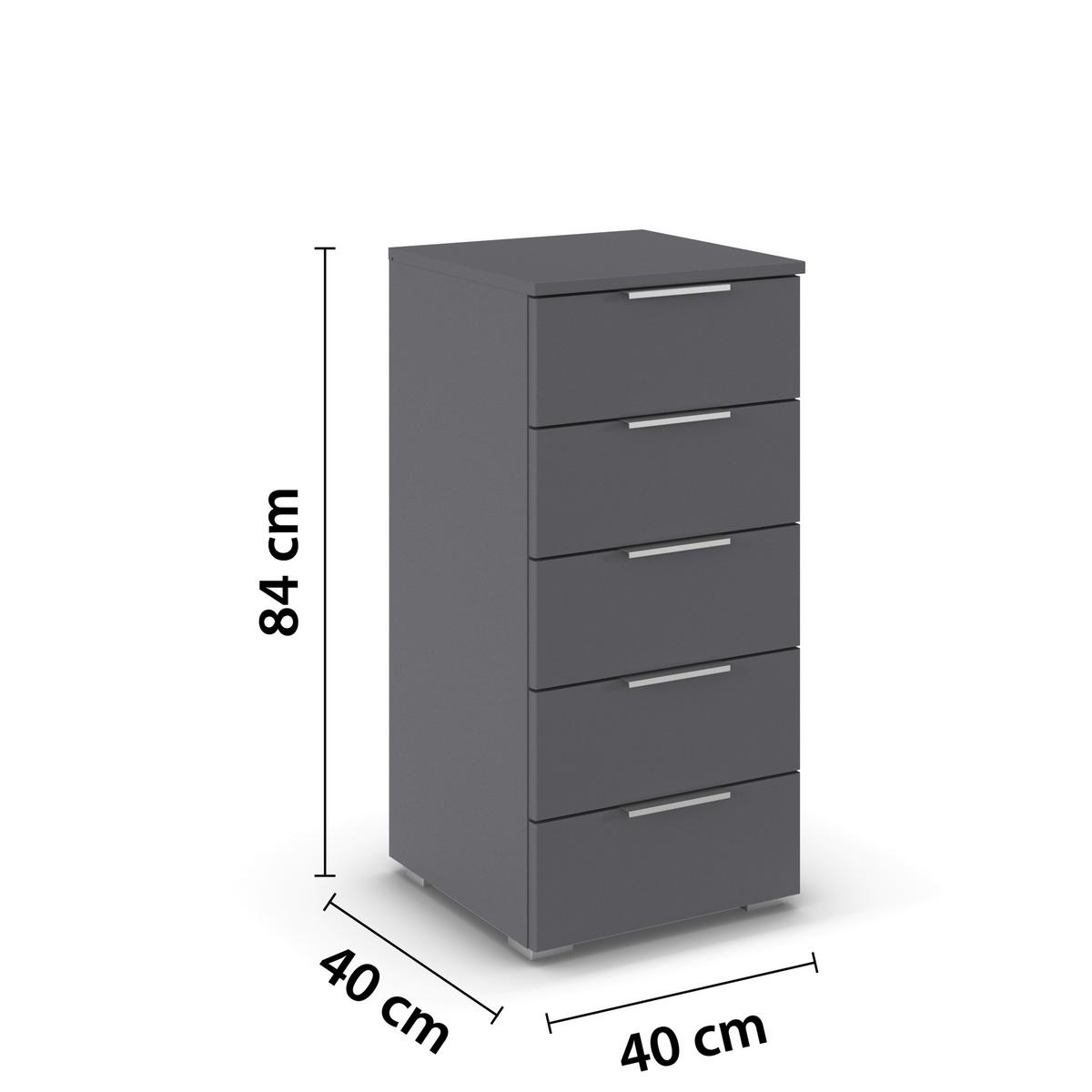 Nachtkästchen Mars 5l Grau B: 84 Cm - Alufarben/Grau, Basics, Holzwerkstoff (40/84/40cm)