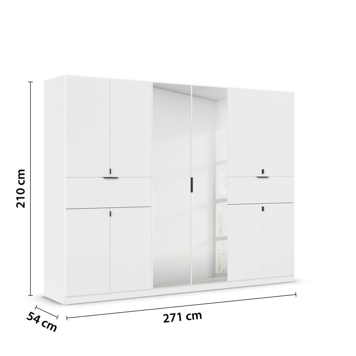 Drehtürenschrank Ticao Weiß B: 271 Cm - Silberfarben/Weiß, MODERN, Holzwerkstoff (271/210/54cm) - Rauch Möbel