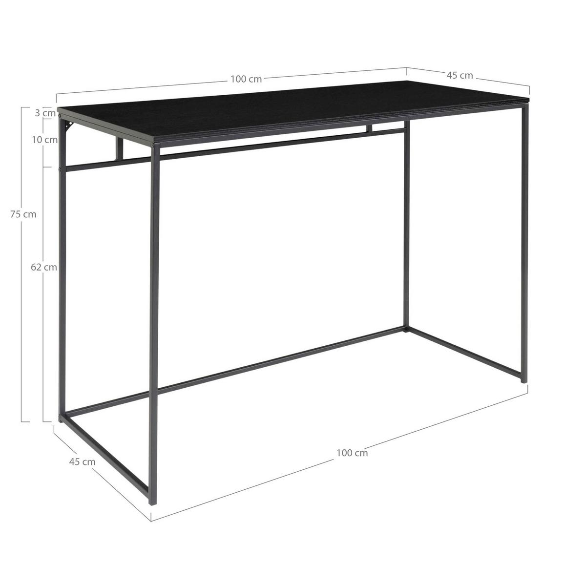 Schreibtisch Vita Schwarz B: 100 cm - Schwarz, MODERN, Holzwerkstoff/Metall (100/45/75cm) - MID.YOU