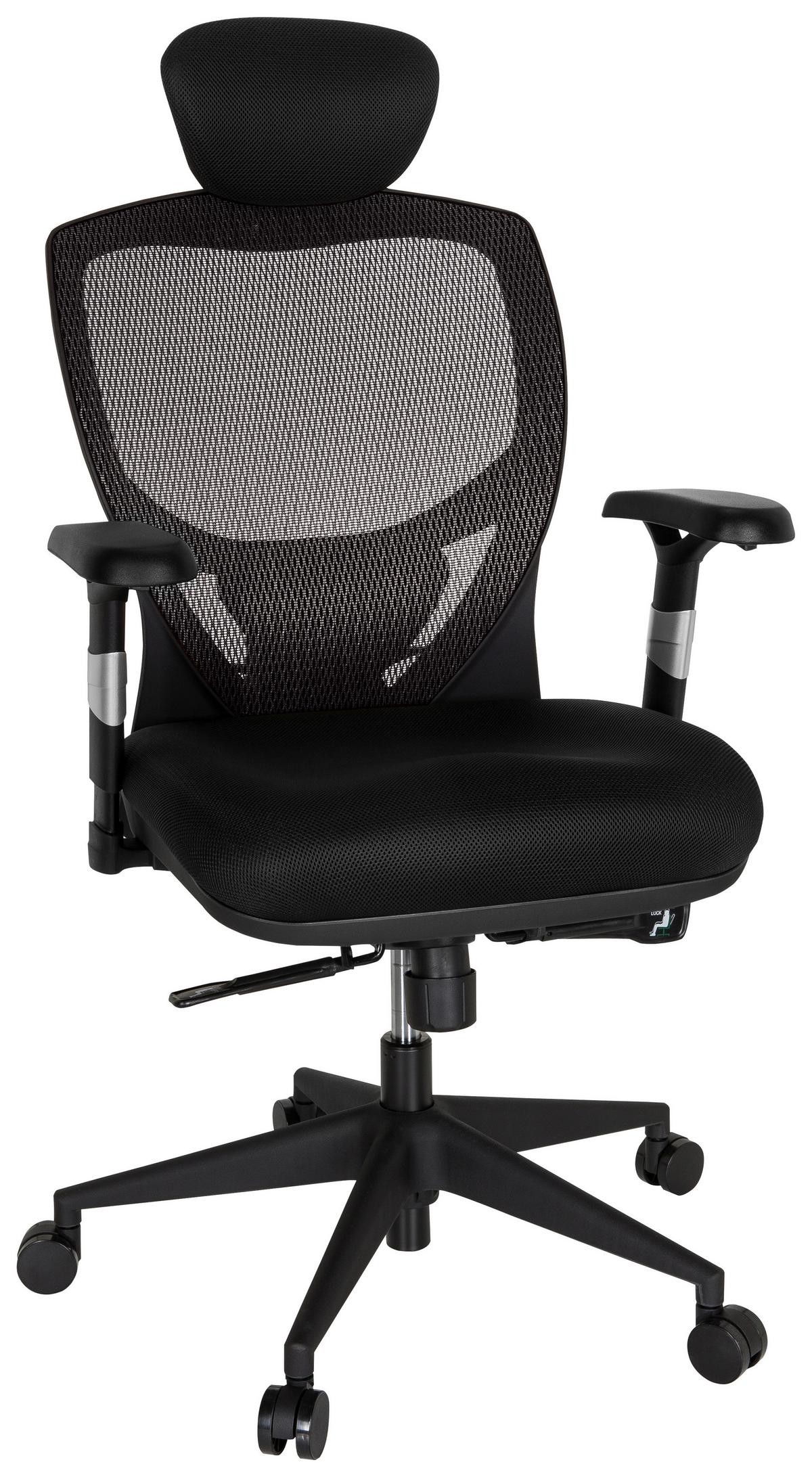 Bürostuhl Venus Base Schwarz/dunkelgrau Bis 120 Kg - Dunkelgrau/Schwarz, Basics, Kunststoff/Textil (66/117/65cm) - MID.YOU