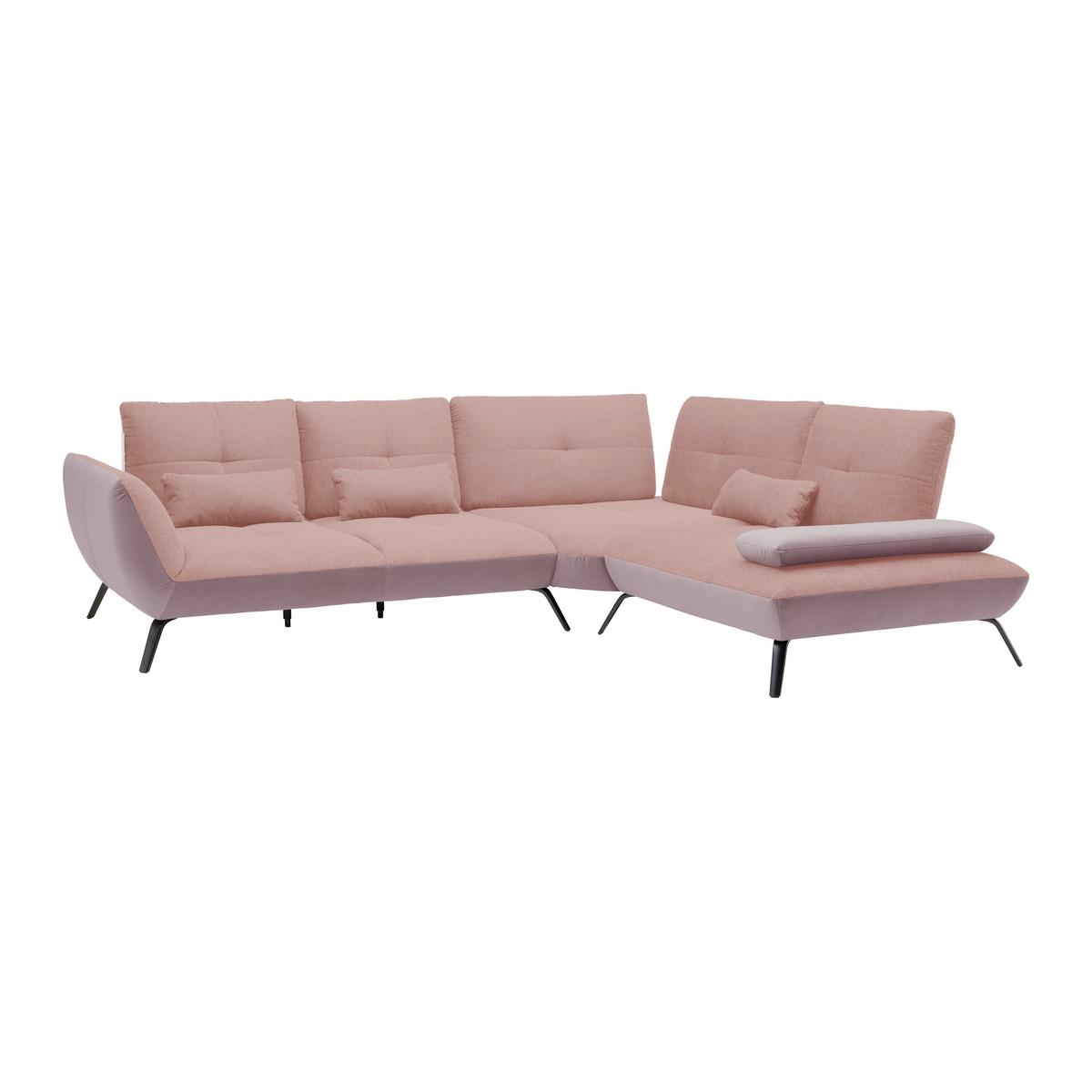 Rohová sedačka TRENDY, pravá, šeříková / růžová - růžová/černá, Moderní, kov/kompozitní dřevo (310/93/250cm) - Premium Living