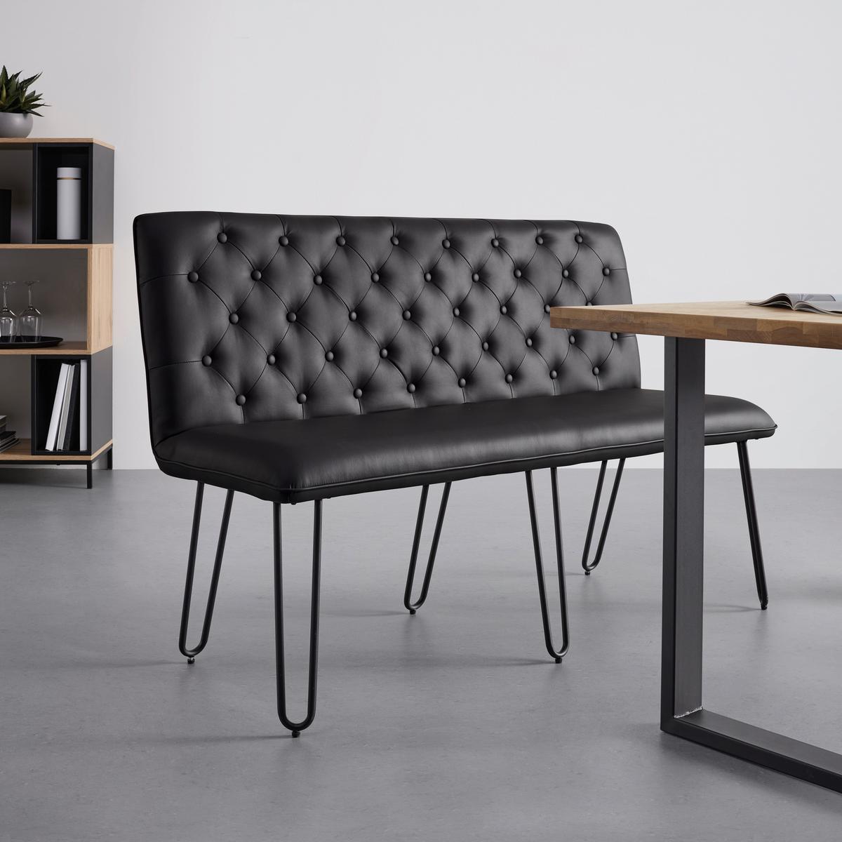 Lavice IVIE - černá, Moderní, kov/dřevo (140/92/62cm) - Bessagi Home