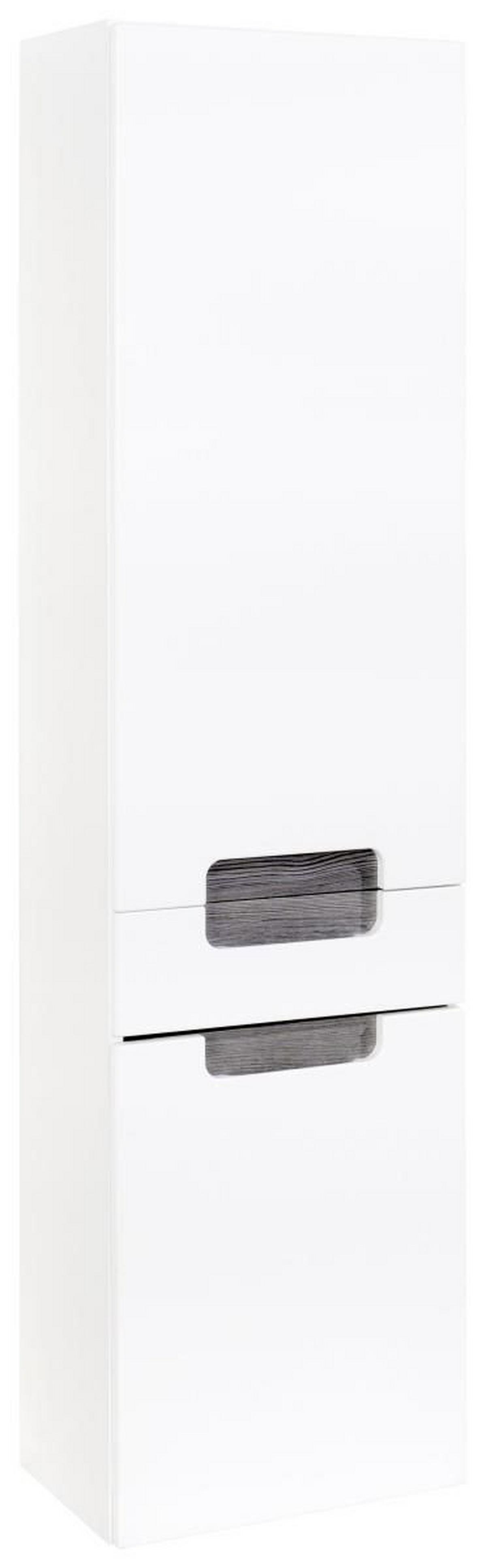 Hochschrank Mit Türdämpfer Siena 40cm, Weiß/eiche Dekor - Weiß/Silbereichenfarben, MODERN, Holzwerkstoff (40/154/27cm) - Held