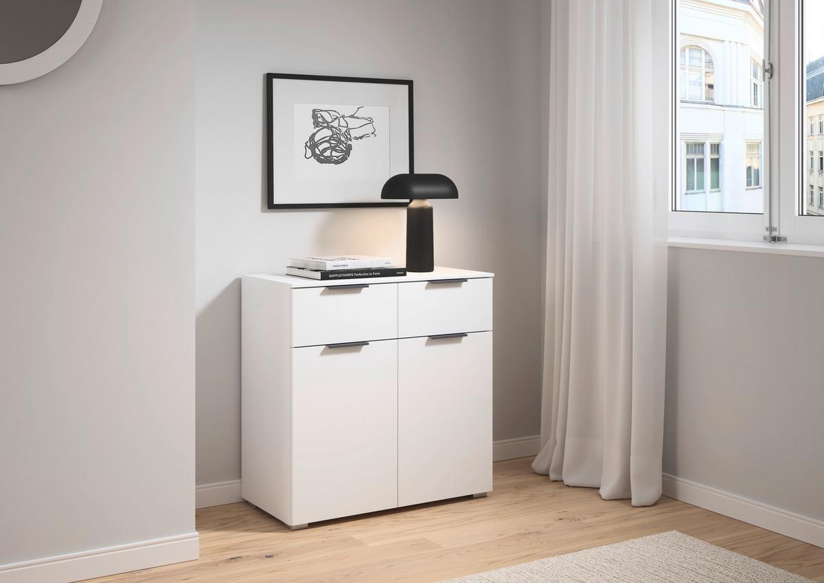KOMMODE Alabama Weiß B: 80cm - Alufarben/Weiß, MODERN, Holzwerkstoff (80/81/42cm) - Rauch Möbel