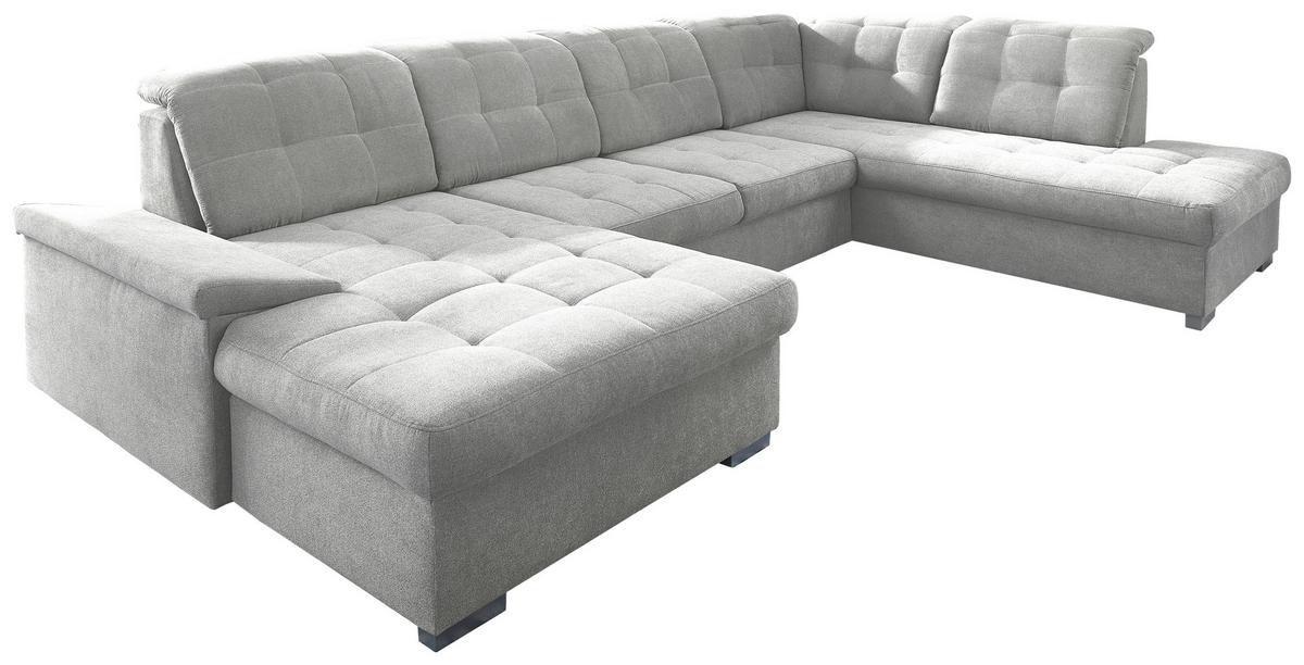 Wohnlandschaft Zira Mit Schlaffunktion Silberfarben - Chromfarben/Silberfarben, Design, Textil (169/330/212cm) - Livetastic