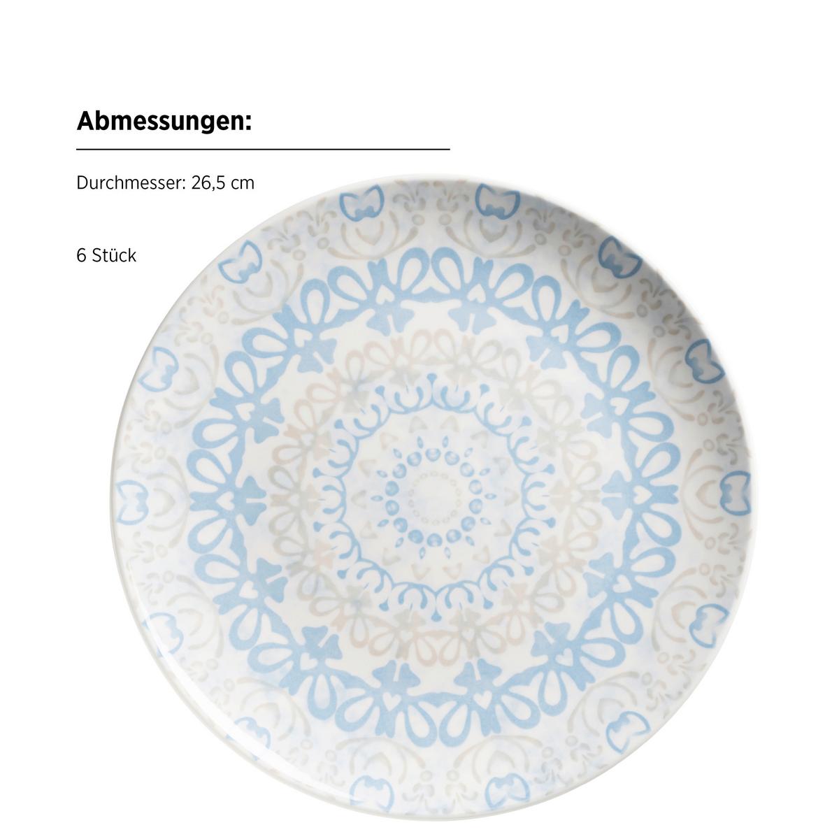 Tellerset 18 -Teilig. Blau/Weiß/Beige - Blau/Beige, Basics, Keramik - Mäser