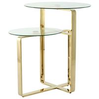 Beistelltisch Katris 100 Gold - Klar/Goldfarben, Design, Glas/Metall (46/46/60cm) - Kayoom
