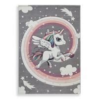 Kinderteppich Einhorn Fluffy 120x170 cm - Weiß/Grau, Basics, Textil (120/170cm) - BUNINO
