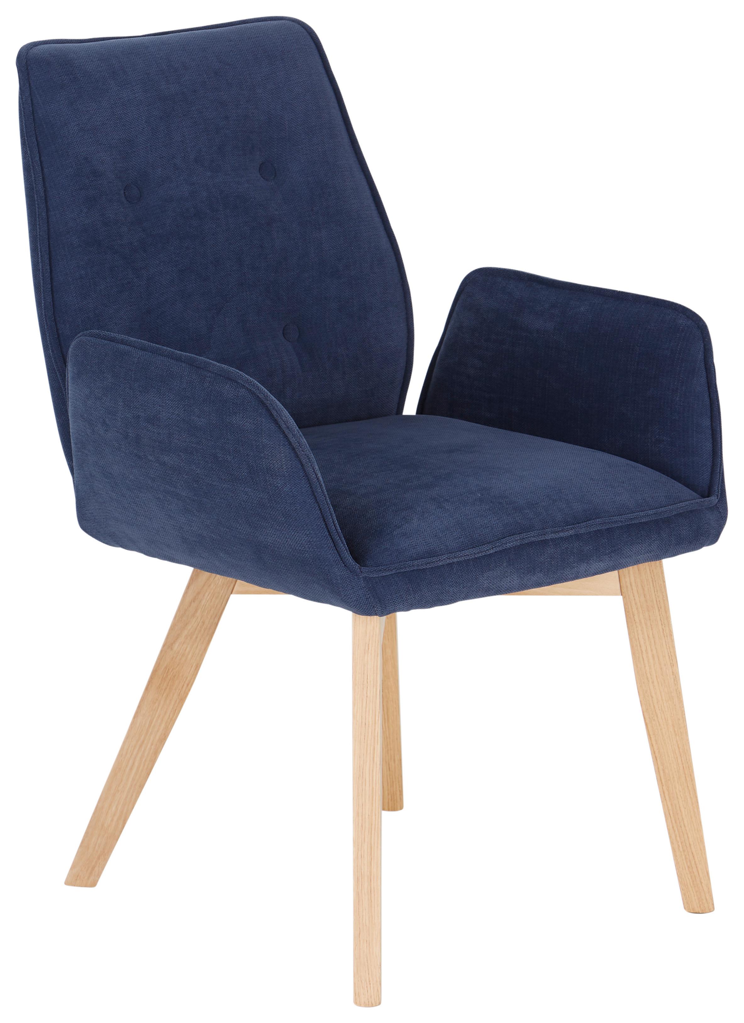 Armlehnstuhl Betty Eichfarben Gepolstert - Blau/Eichefarben, KONVENTIONELL, Holz (60/90/67cm)