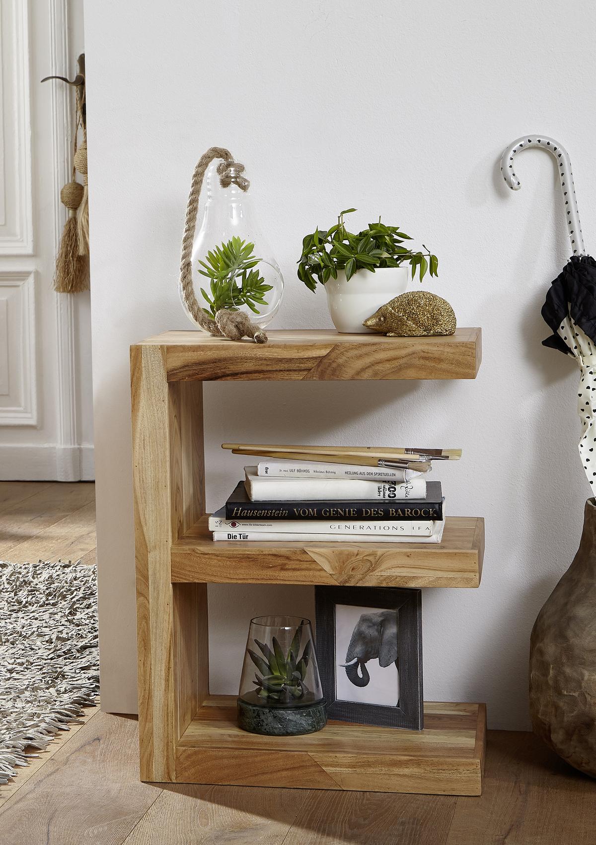 Beistelltisch Holz E-Förmig Mumbai, Akazie - Akaziefarben, MODERN, Holz (45/30/60cm) - MID.YOU