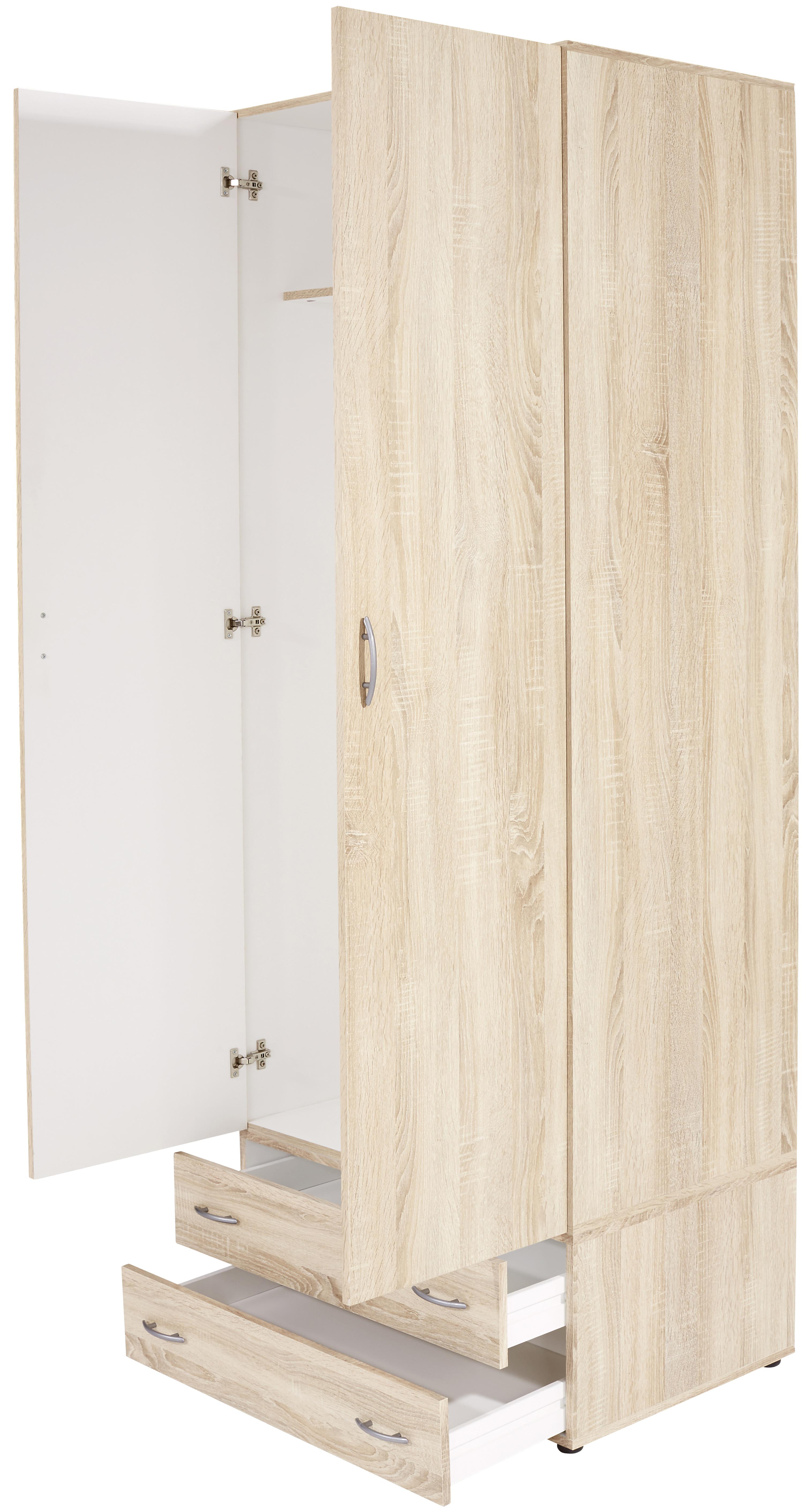 Zásuvka Base 2 - dub sonoma/farby hliníka, Konvenčný, kompozitné drevo/plast (80/33/52cm)