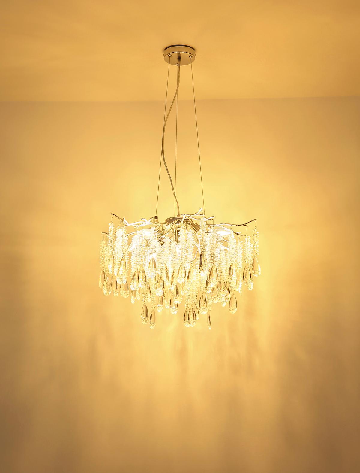 Hängeleuchte Exkl. 8xe14, 40w - Klar/Silberfarben, KONVENTIONELL, Glas/Kunststoff (60/120cm) - Globo