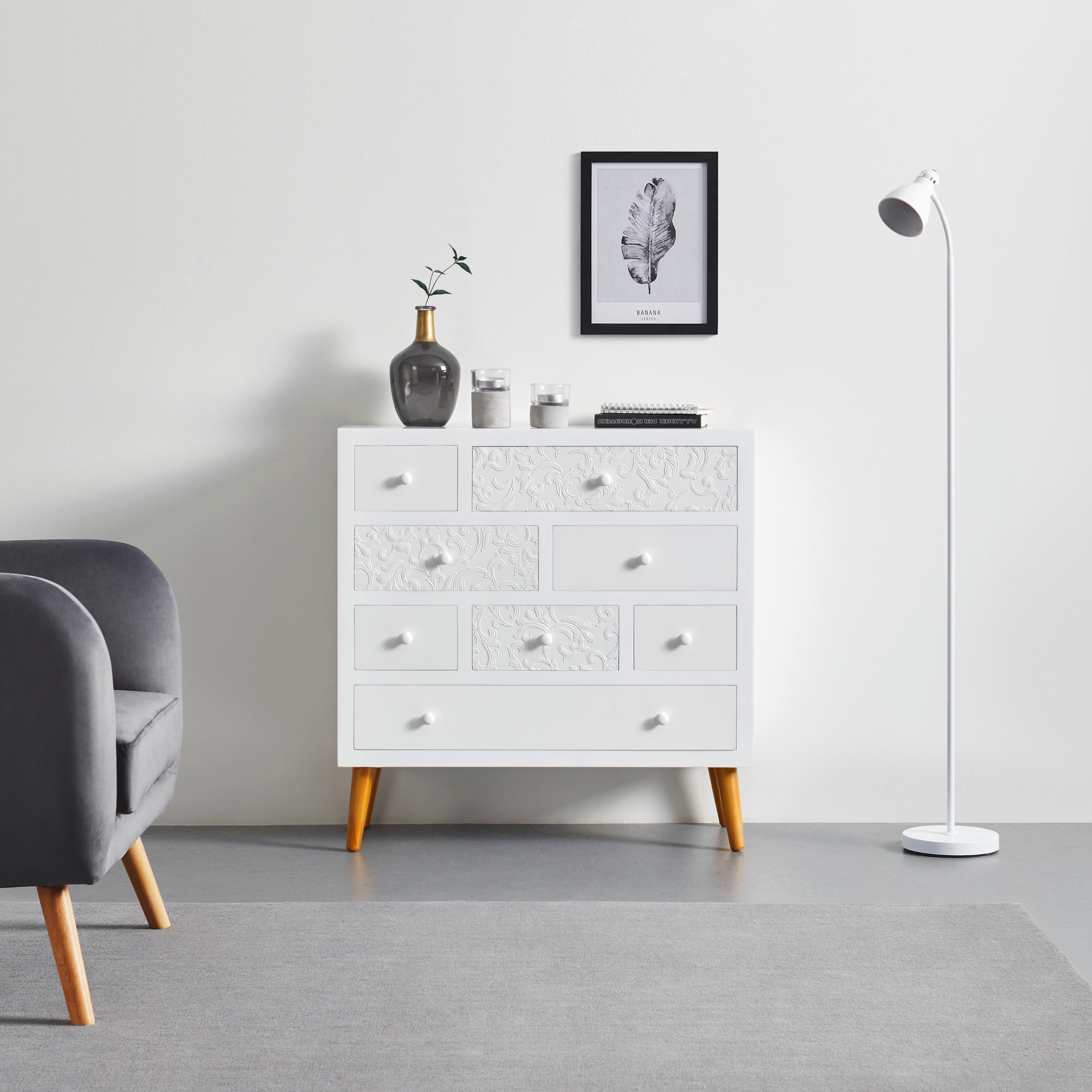 Komoda Rosalia Šířka 85cm - bílá/barvy borovice, Moderní, dřevo (85/86/35cm) - Bessagi Home