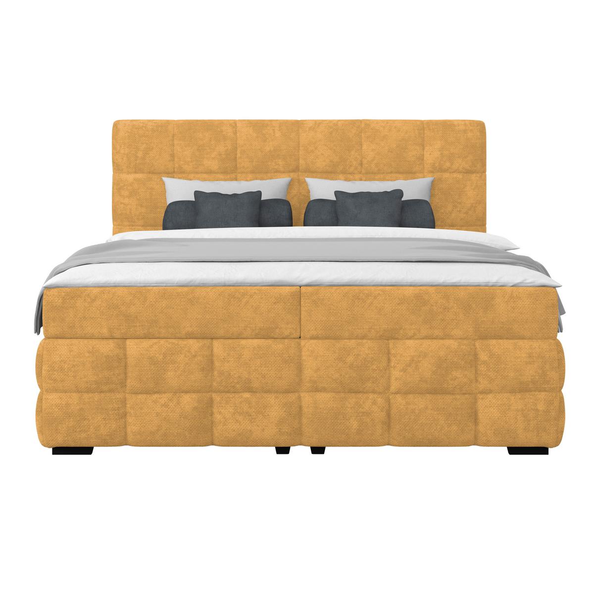 Čalúnená posteľ VEGA 180x200 cm, zlatá - čierna/zlatá, Trend, drevo/textil (180/200cm)