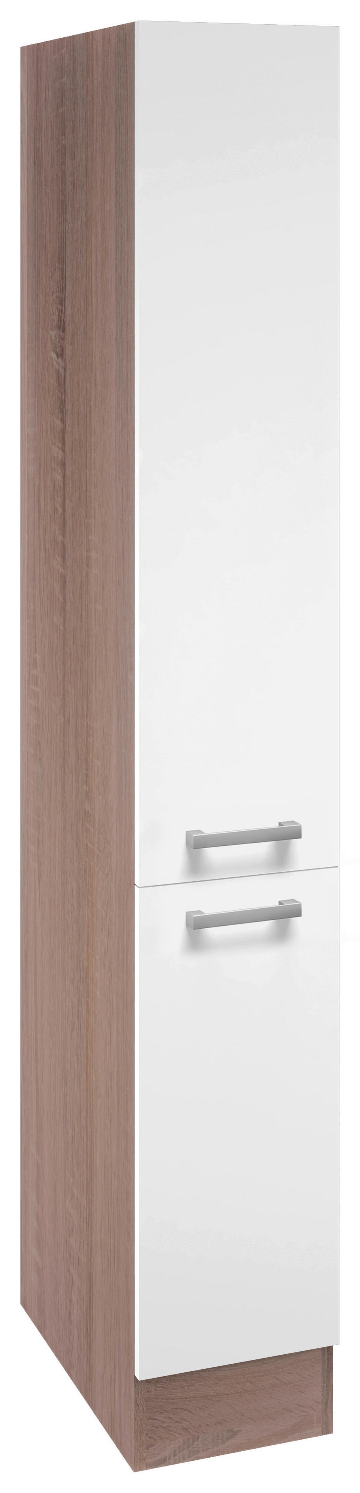 Potravinová skrinka LEXA, 5 výsuvov - biela/hliníková, Modern, kompozitné drevo/plast (30/200/57cm) - Based