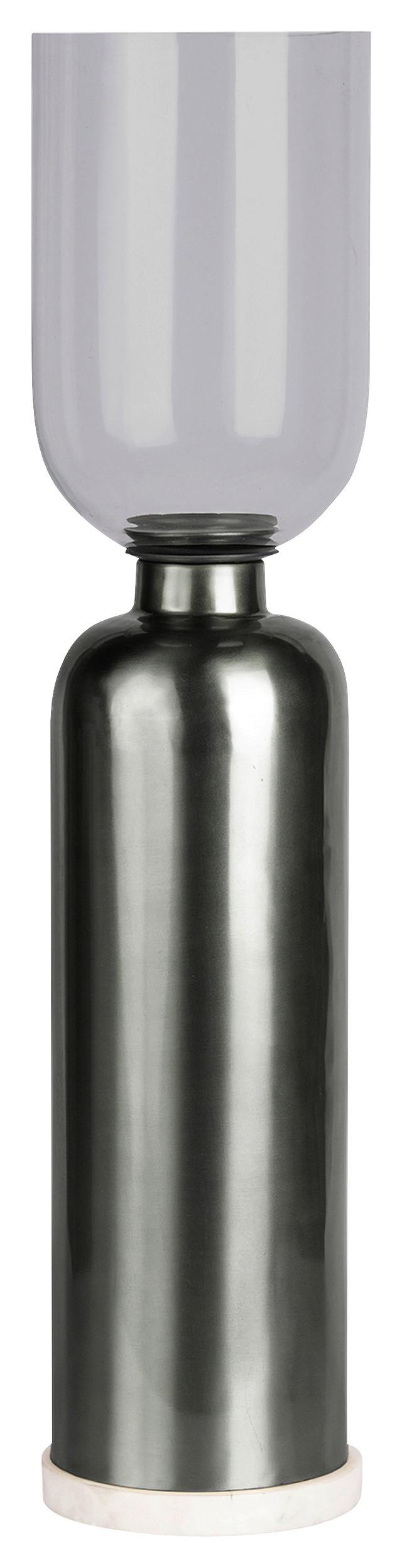 Kerzenhalter Shanti Schwarz, D: 16 cm - Schwarz, Trend, Glas/Stein (16/72,5/72.5cm) - Kayoom