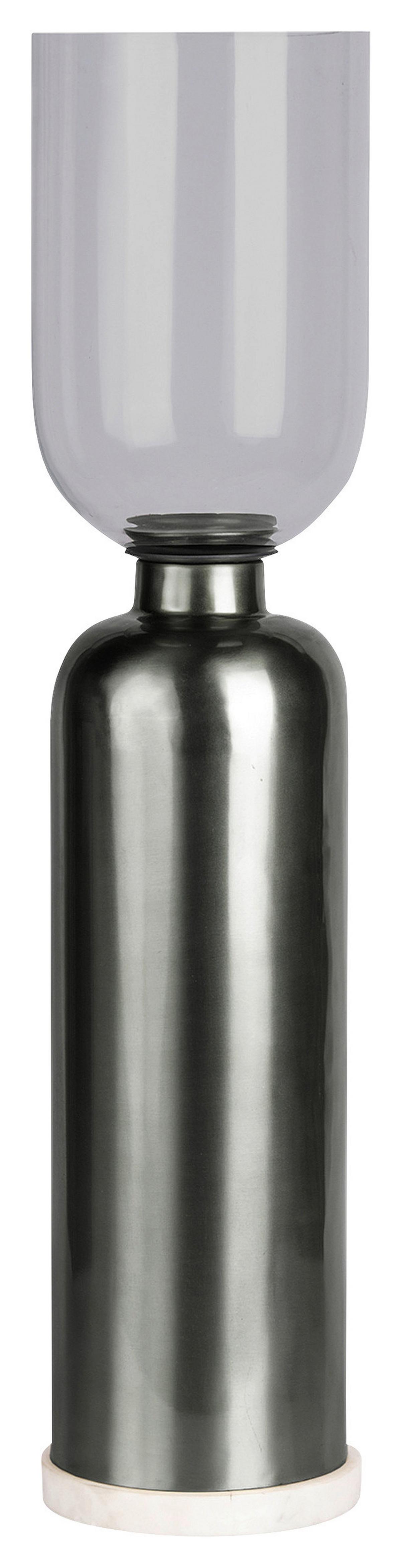 Kerzenhalter Shanti Schwarz, D: 16 cm - Schwarz, Trend, Glas/Stein (16/72,5/72.5cm) - Kayoom