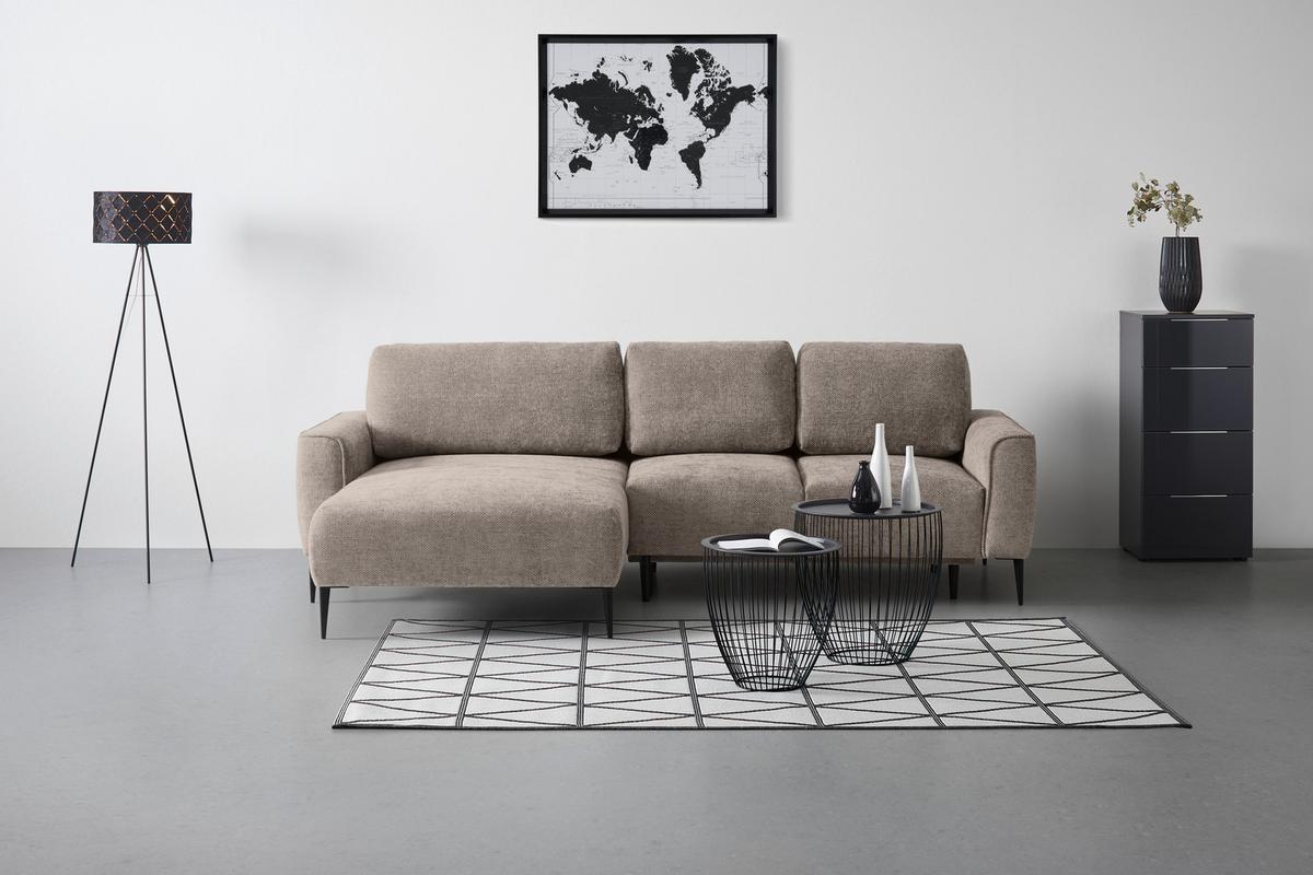 Rohová sedačka CUSTOM, levá, béžová žinylka - černá/béžová, Moderní, kov/textil (164/255cm) - Mömax