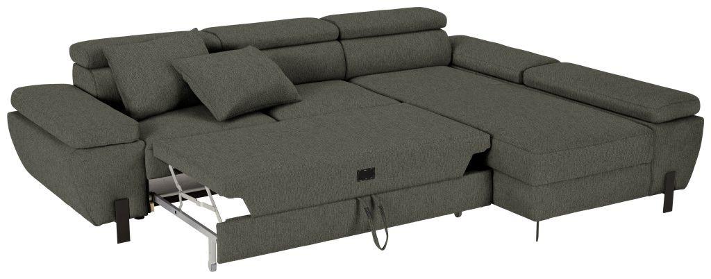 Rohová sedačka MILNA, pravá, zelená - černá/zelená, Moderní, kov/textil (277/189cm) - Mömax
