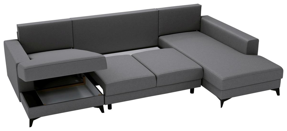 Harvey U Grau U: 156x339x190 Cm - Schwarz/Grau, Design, Textil (156/339/190cm) - Livetastic