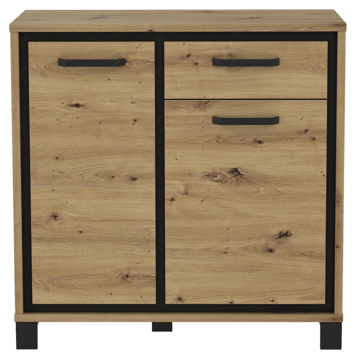 Kommode B 91,4 Cm Trondheim, Eiche Dekor/schwarz - Eichefarben/Schwarz, MODERN, Holzwerkstoff/Kunststoff (91,4/91,2/41,5cm) - MID.YOU