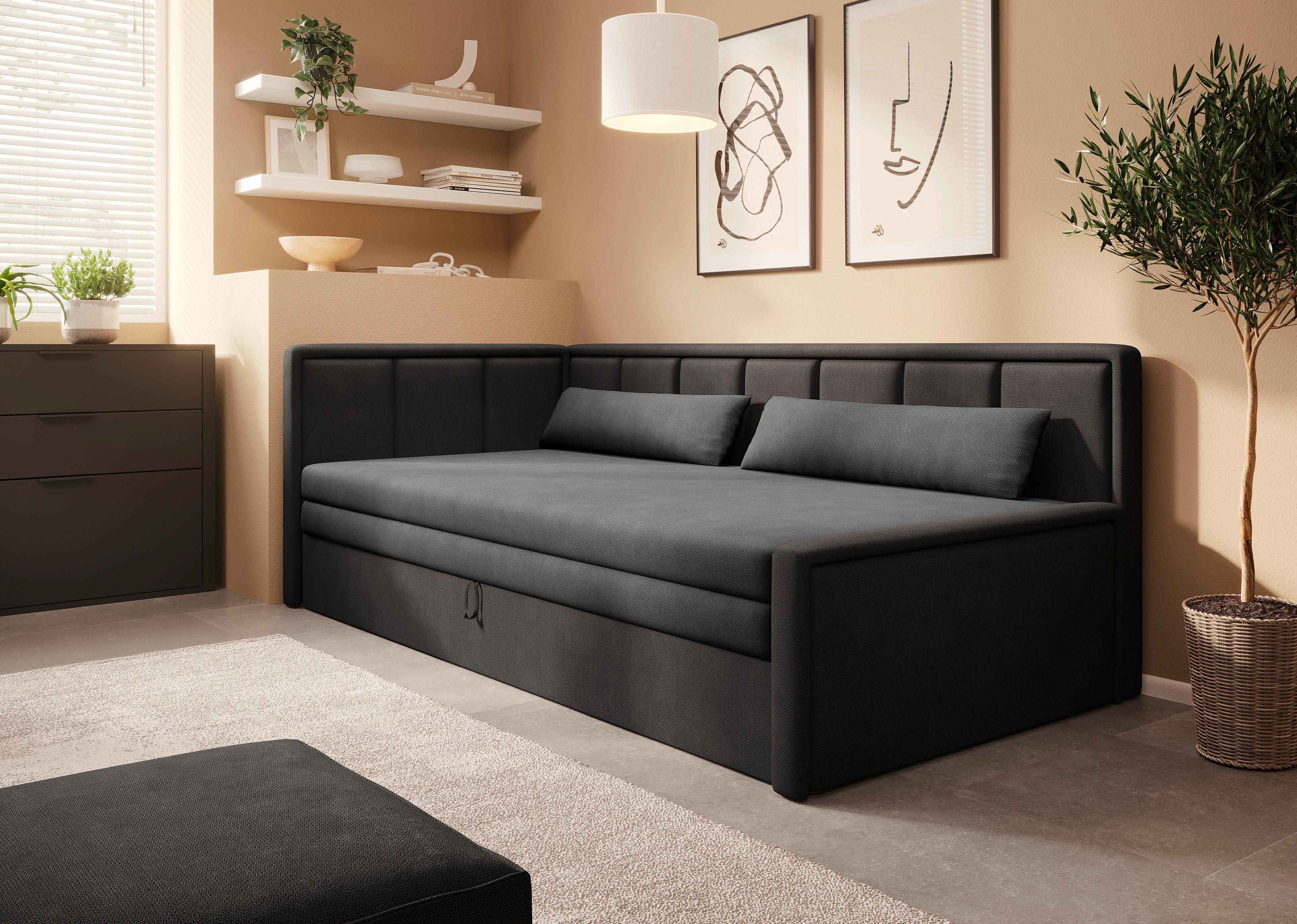 Récamiere Fulgeo Anthrazit/Schwarz B: 82 cm - Anthrazit/Schwarz, Design, Textil (82/77/214cm) - MID.YOU