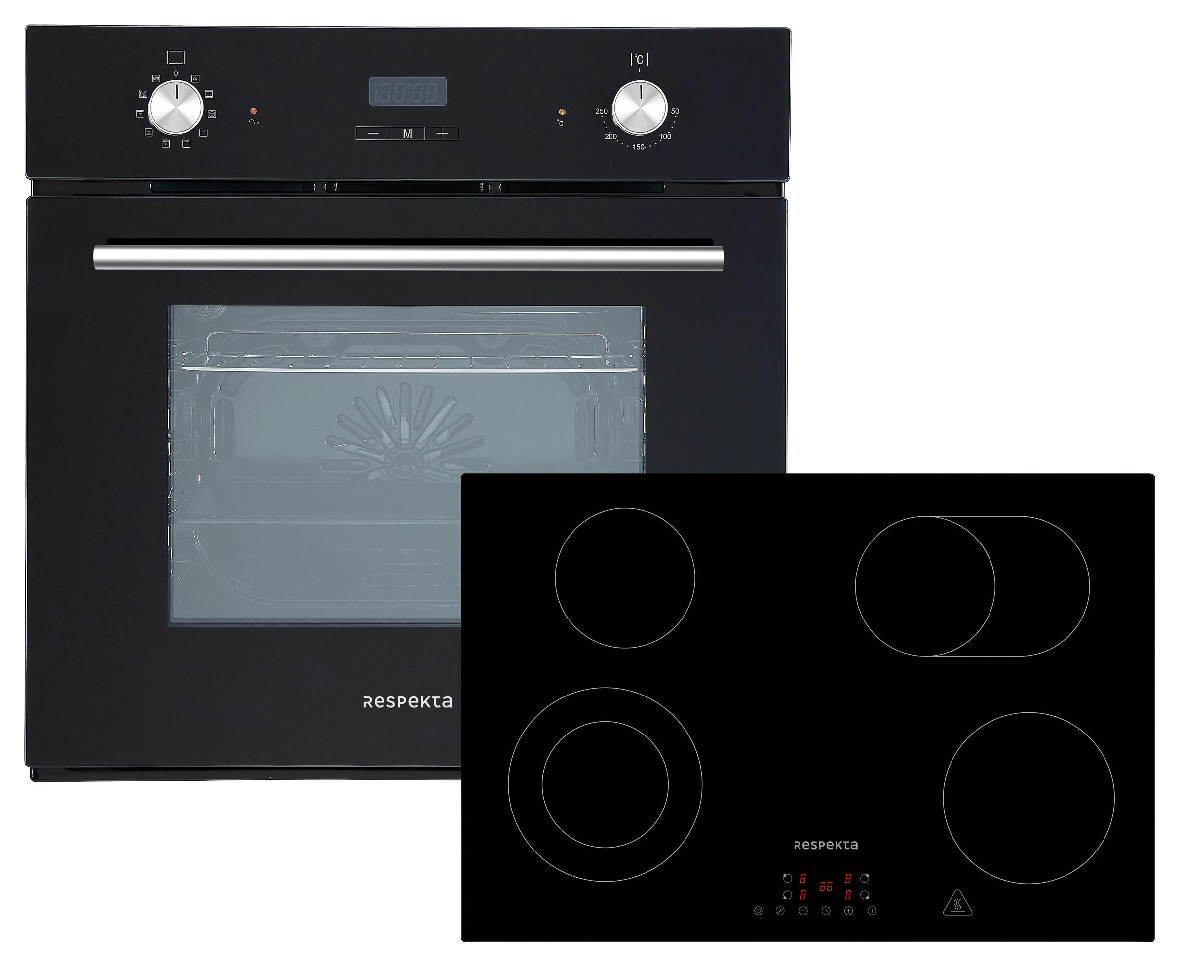 Einbauherd-set B: 59,5 Cm Elektro-Glaskeramik/ Autark - Schwarz, Trend, Glas/Metall (59,5/64/55cm) - Respekta