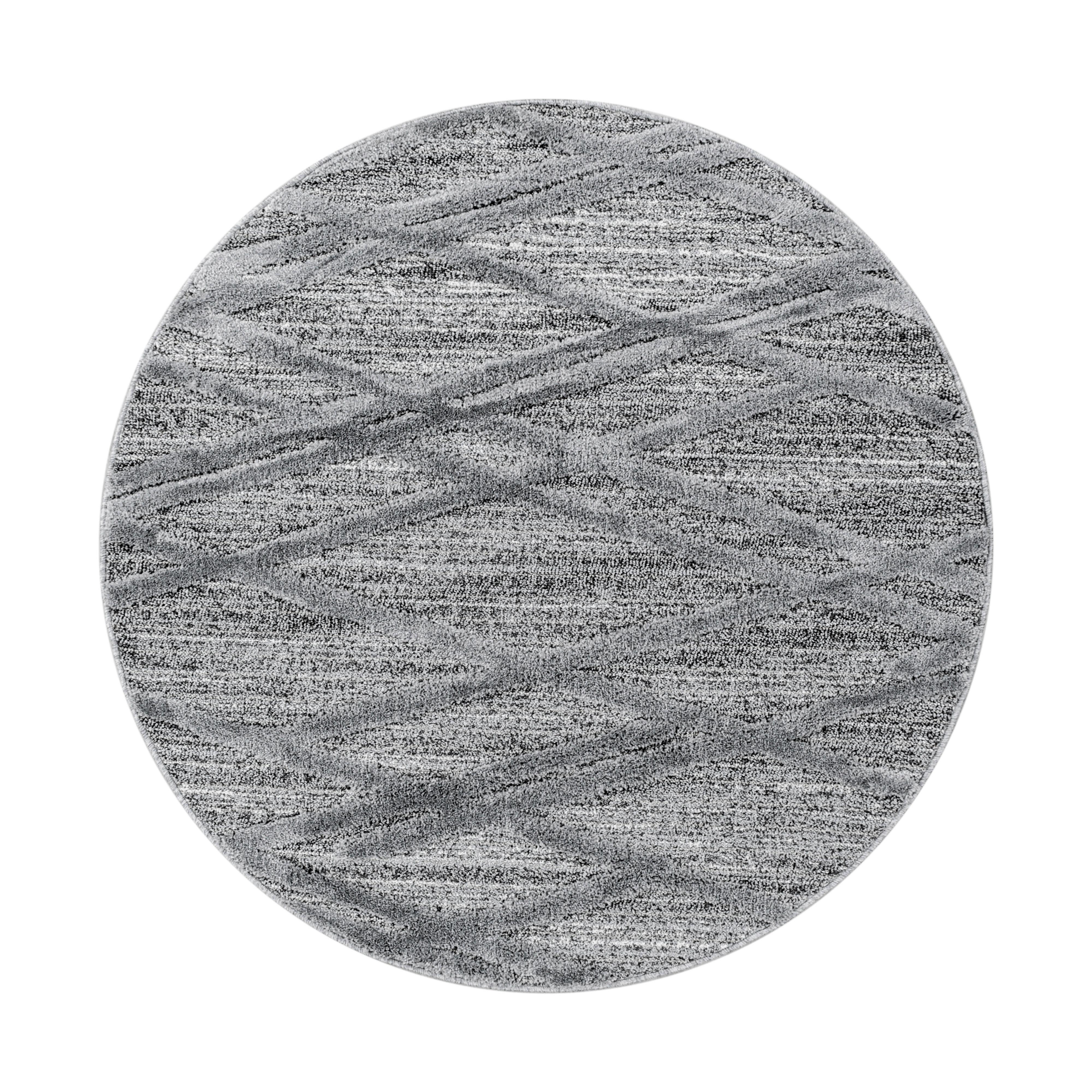 Webteppich Grau Pisa Rund Ø 80 cm - Grau, KONVENTIONELL, Textil (80cm)
