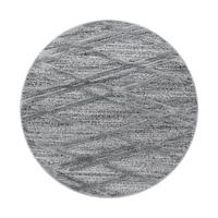 Webteppich Grau Pisa Rund Ø 120 cm - Grau, KONVENTIONELL, Textil (120cm)