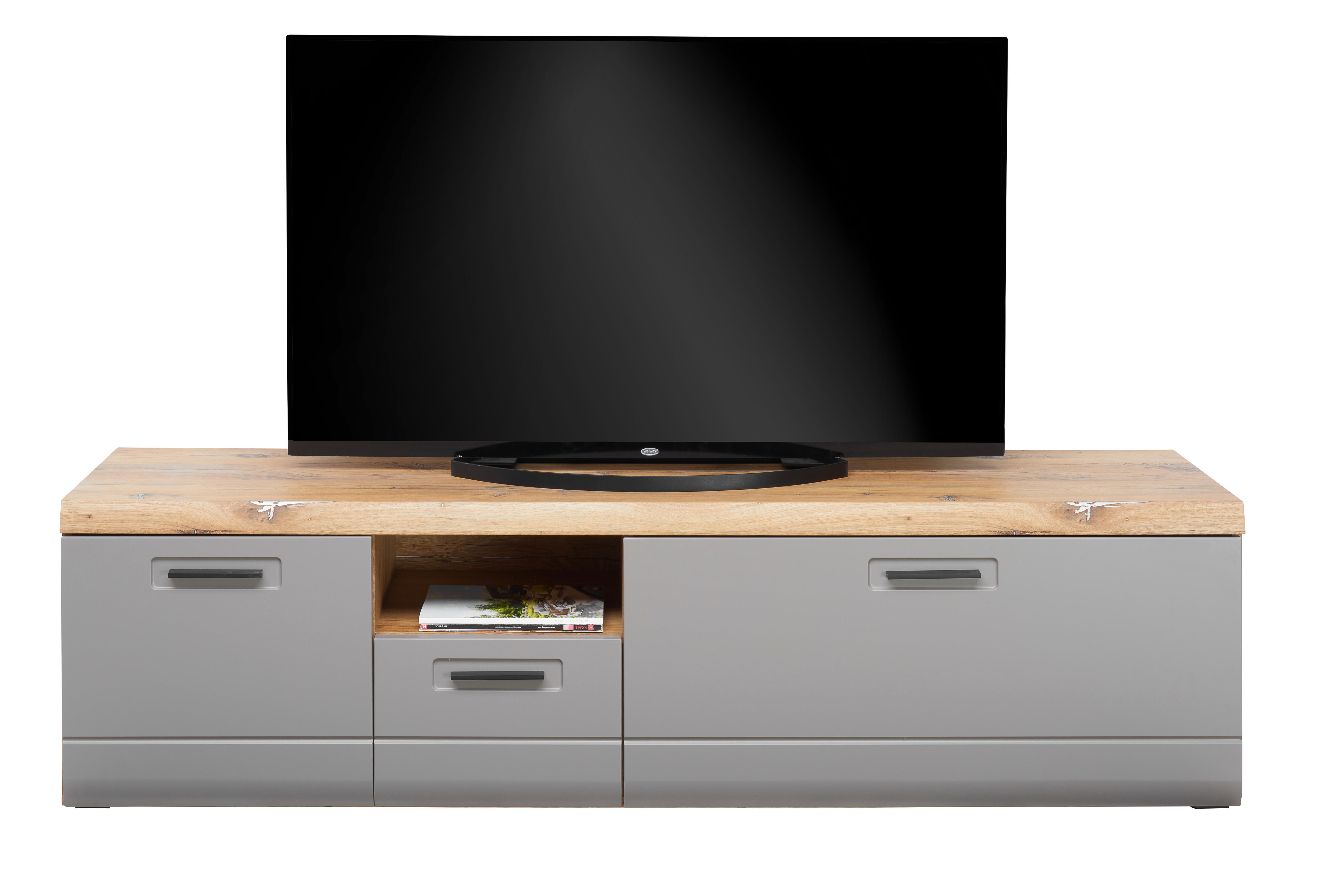 Tv-lowboard Auris B: 190 Cm Basalt / Eiche Dekor - Grau, MODERN, Holzwerkstoff (190/50/50cm) - Luca Bessoni