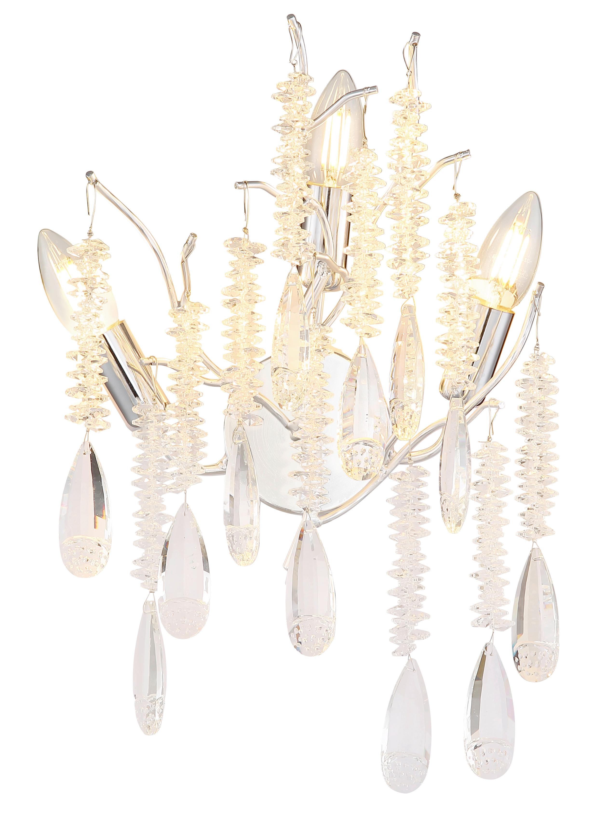 Wandleuchte Exkl. 3xe14, 40w - Klar/Silberfarben, KONVENTIONELL, Glas/Metall (35/47cm) - Globo