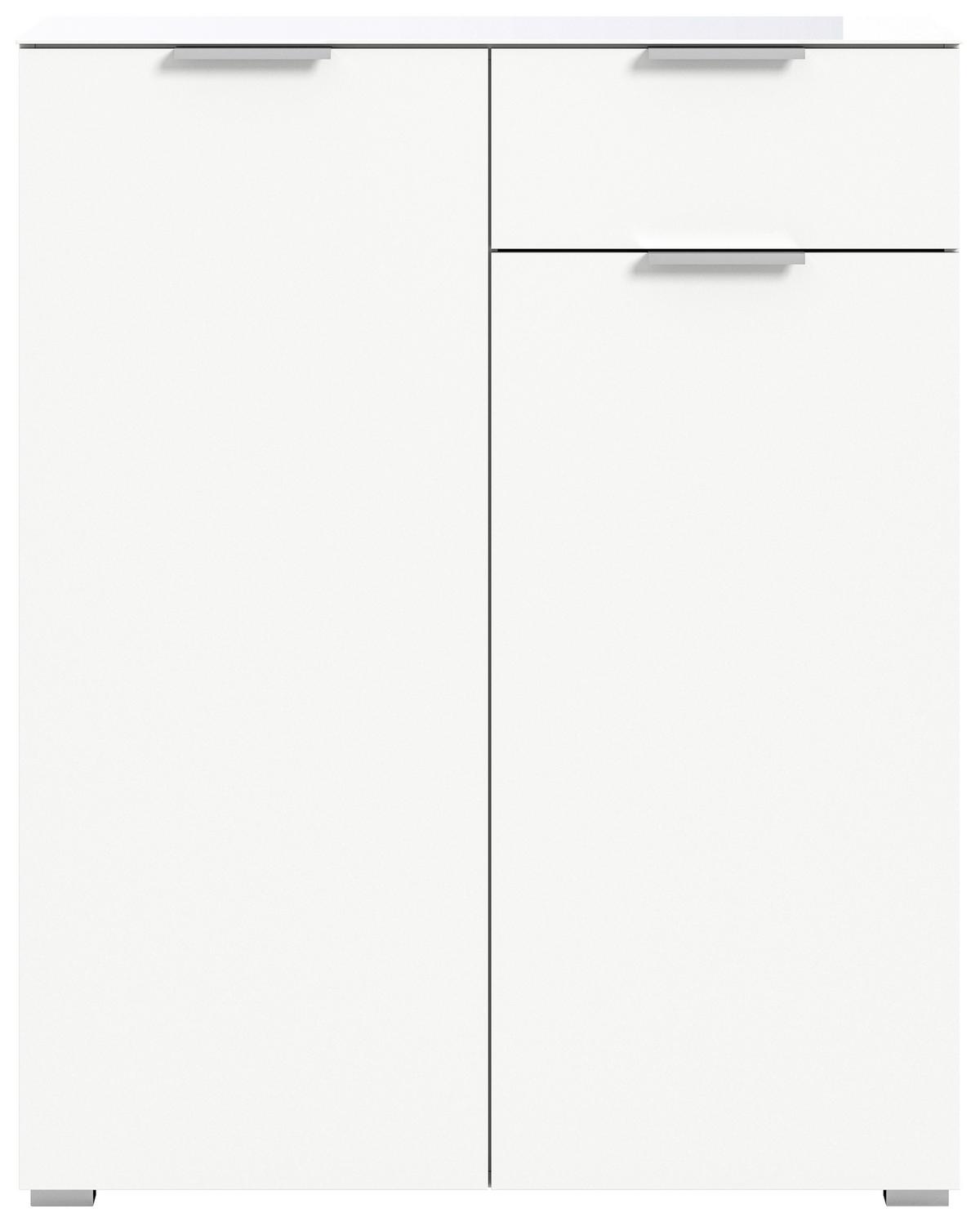 Kommode Ray Weiß B: 90 cm - Silberfarben/Weiß, Design, Glas/Holzwerkstoff (90/112/40cm) - Livetastic
