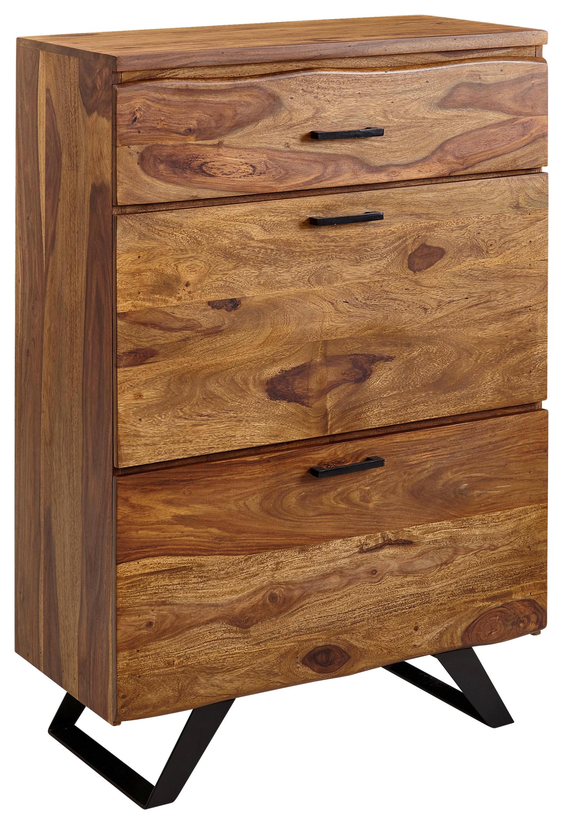 Sideboard Sheesham Sheeshamfarben B: 80 cm - Sheeshamfarben/Schwarz, Design, Holz (80/120/41,5cm) - MID.YOU