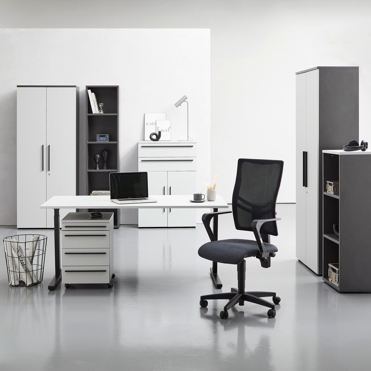 Schreibtisch Gw-profi Grau Höhenverstellbar B: 160 Cm - Hellgrau/Schwarz, MODERN, Holzwerkstoff/Metall (160/70-80/80cm) - Novel