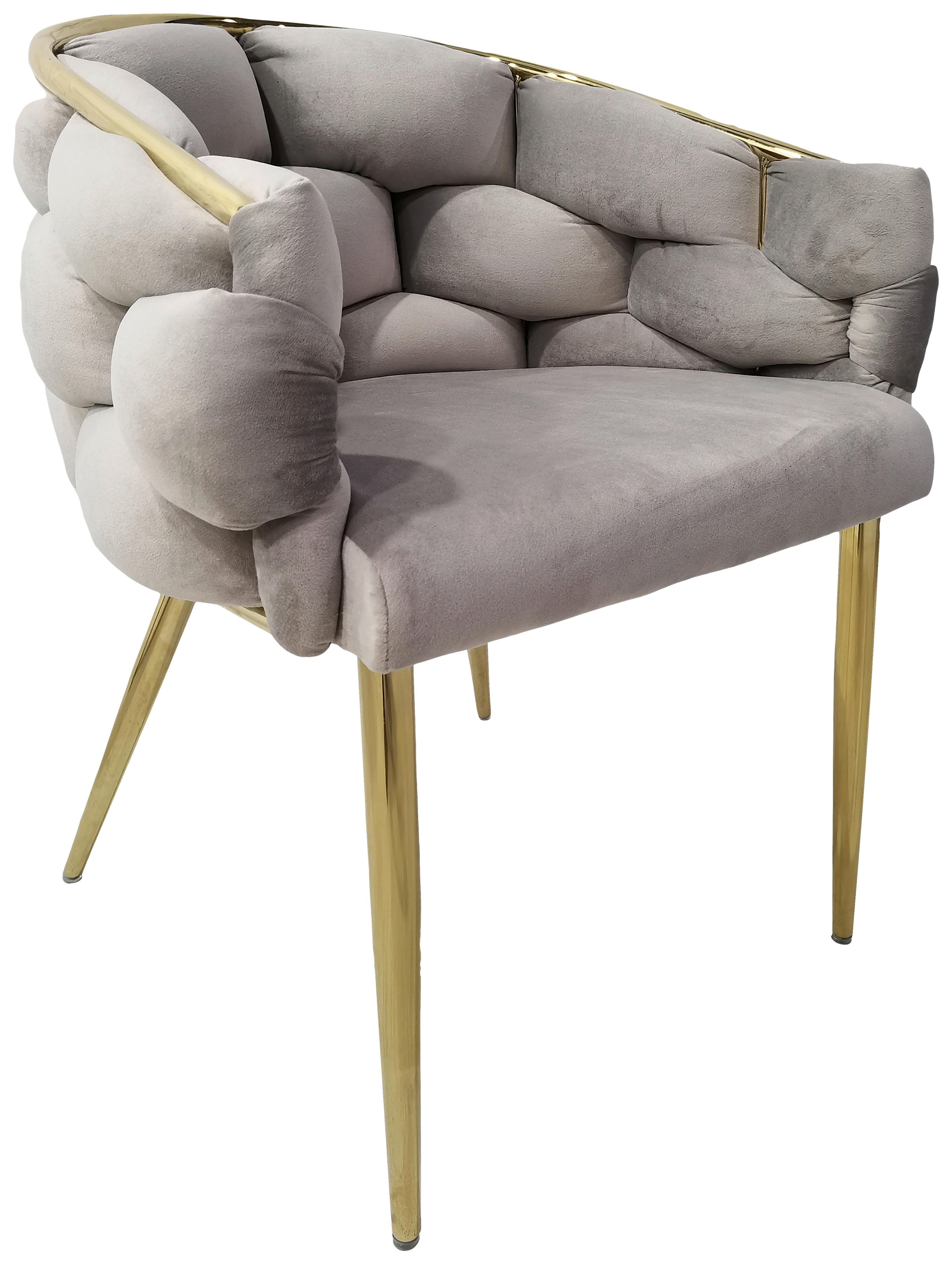 Sada židlí s područkami 2ks/sada - barvy zlata/šedohnědá, Moderní, kov/textil (65/79/61cm) - MID.YOU