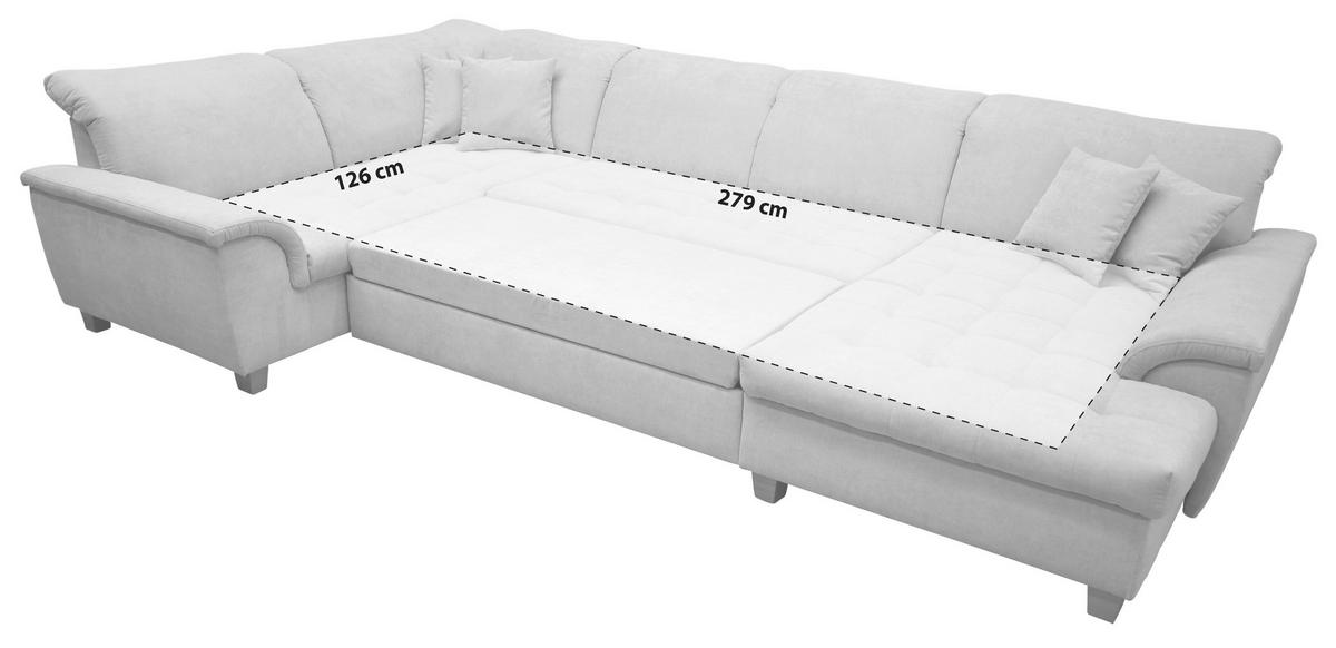 Wohnlandschaft Franzi Mit Schlaffunktion Pastellblau - Pastellblau/Eichefarben, KONVENTIONELL, Textil (214/352/170cm) - MID.YOU