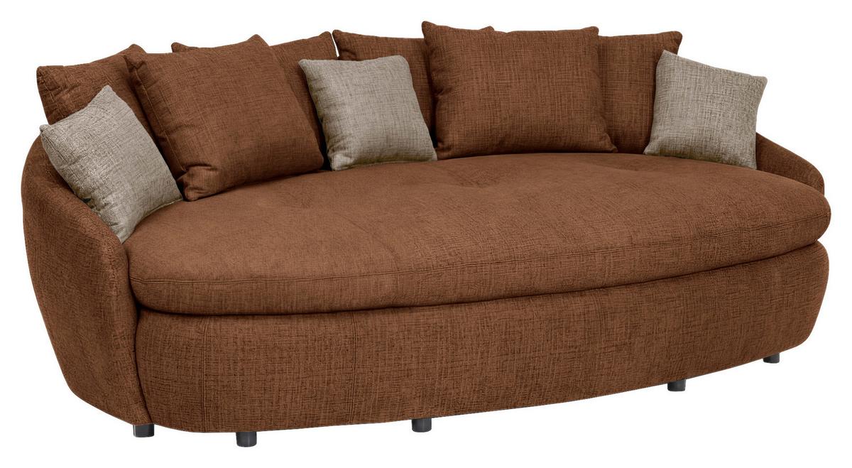 Megasofa Aruba 2 mit Kissen B: 238cm,terracotta Chenille - Terracotta/Schwarz, Trend, Textil (238/80/140cm) - Luca Bessoni