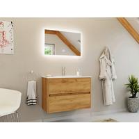 BADEZIMMER Limes, Eichefarben B: 80 cm - Eichefarben/Weiß, Basics, Keramik/Holzwerkstoff (80cm) - MID.YOU